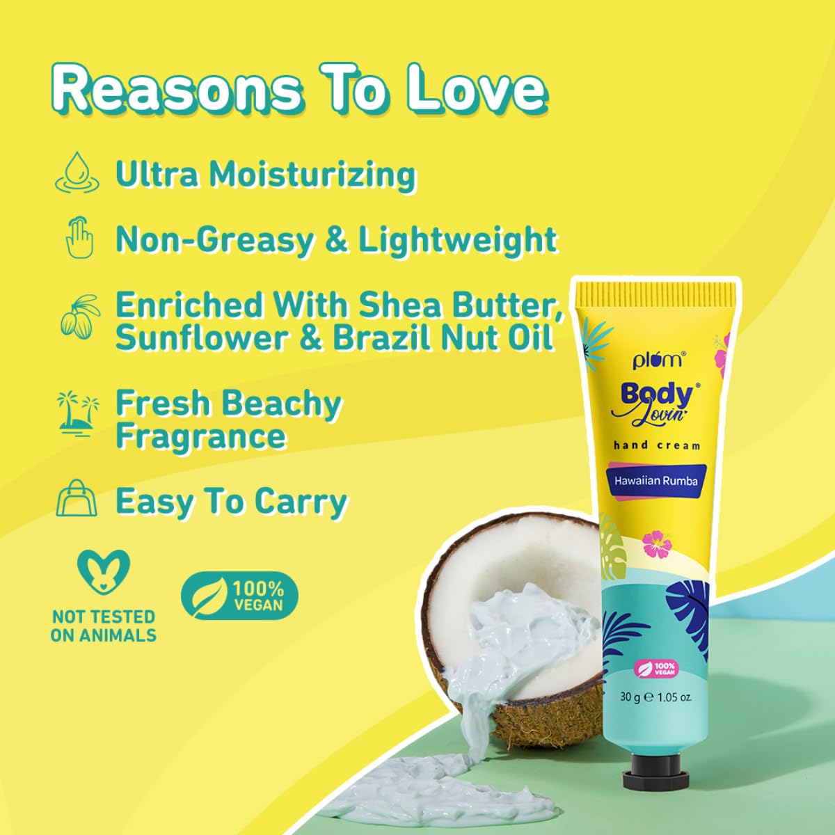 Plum BodyLovin' Hawaiian Rumba Hand Cream | Ultra Moisturizing With Shea Butter | Non-Greasy & Lightweight | Fresh Tropical Aqua Fragrance | Travel Friendly 1