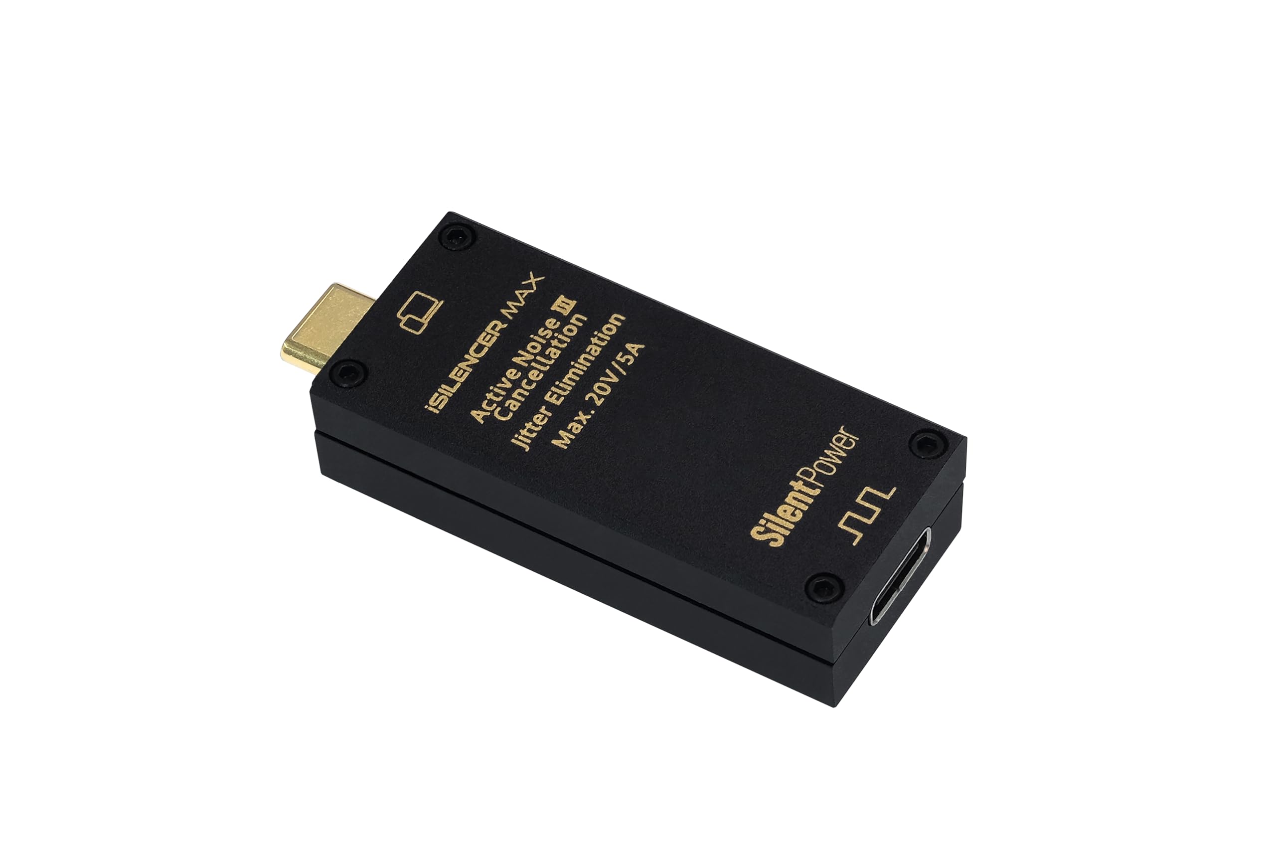 iFi iSilencer Max - Filtro de ruido USB-C con cancelación activa de ruido 3, tecnología de eliminación de fluctuaciones y reequilibrio, admite una potencia de entrada de hasta 100W (20V/5A