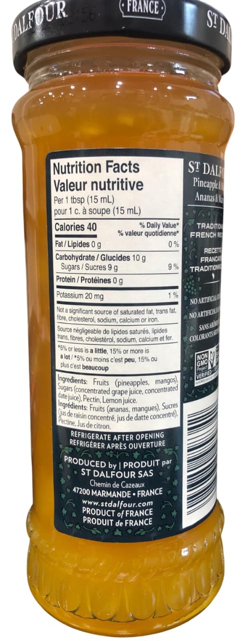 VALUBNDL: St. Dalfour Pineapple & Mango Fruit Spread (Bulk 3-Pack) – 225ml Jars – 100% Fruit & No Added Sugar – VALUBNDL Signature Bundle - 3