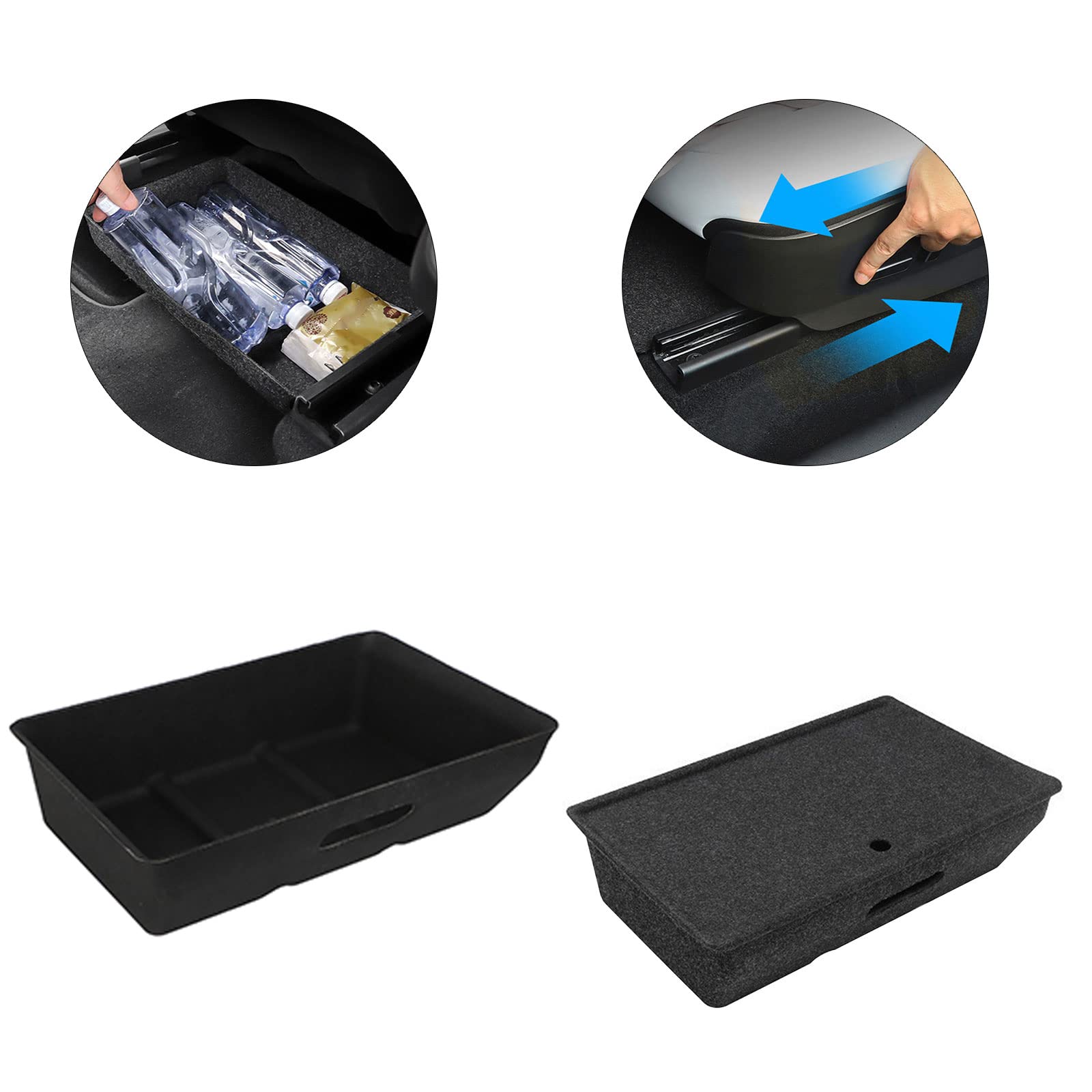 Boîte de rangement sous siège de voiture 3/Y - Texture feutre - Tiroir décoratif avec couvercle