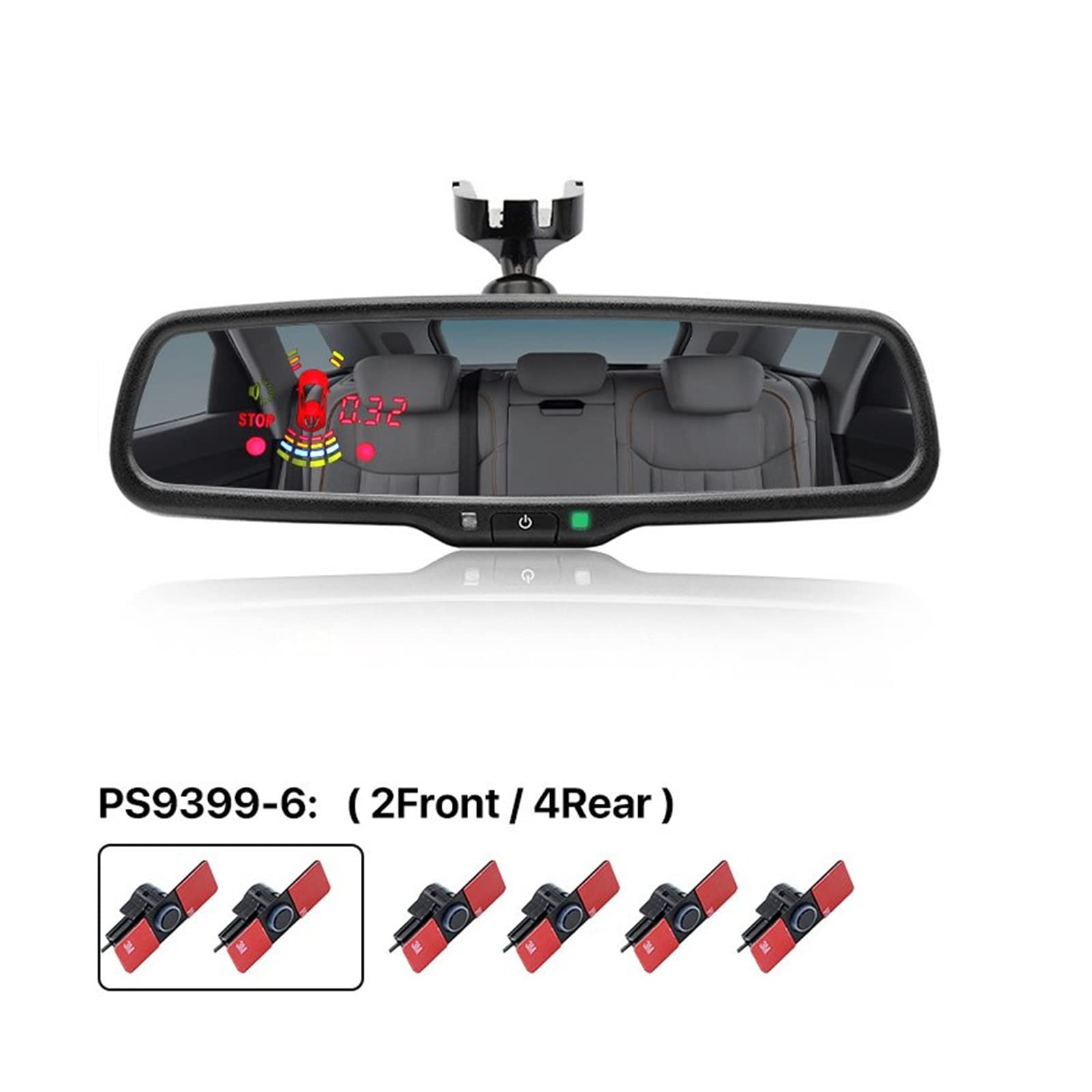 Auto Auto Dimming Rückspiegel Monitor Mit Parksensor 4/6/8 PCS Radarwarner System Blendfreies Display Parken Sensor(6 sensors)