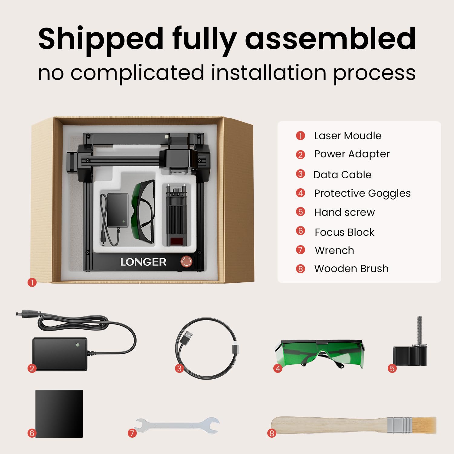 LONGER Ray5 mini Incisore Laser, Incisore Laser 5.5W ad alta velocità con Wi-Fi, Arresto di Emergenza, CNC per DIY e incisione su legno, metallo, acrilico e pelle, area di lavoro 130 × 130 mm