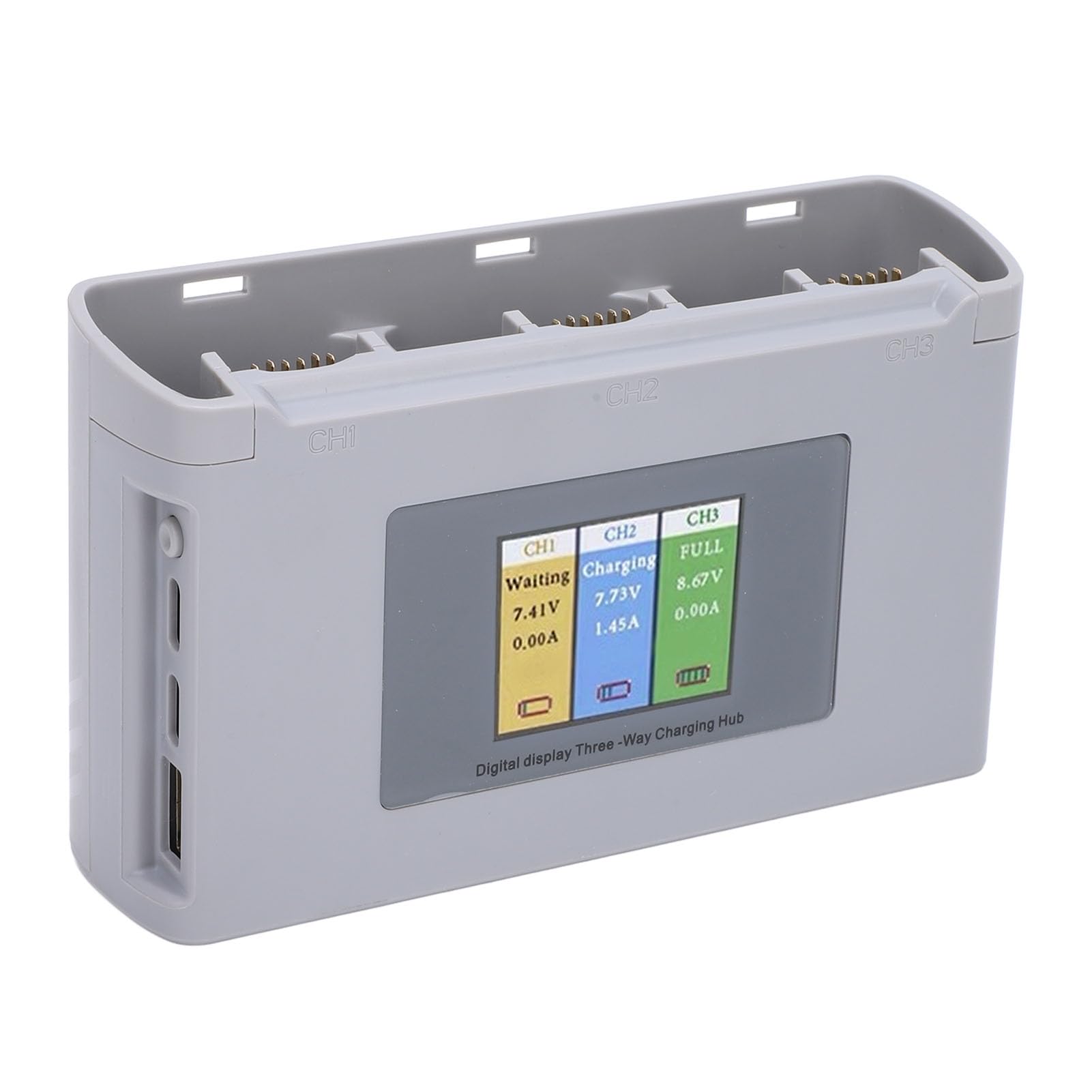 Drone 3 Hub Charging Battery, Station de Charge USB ABS ABS avec Affichage Numérique, pour les Batteries de Drones, en ABS