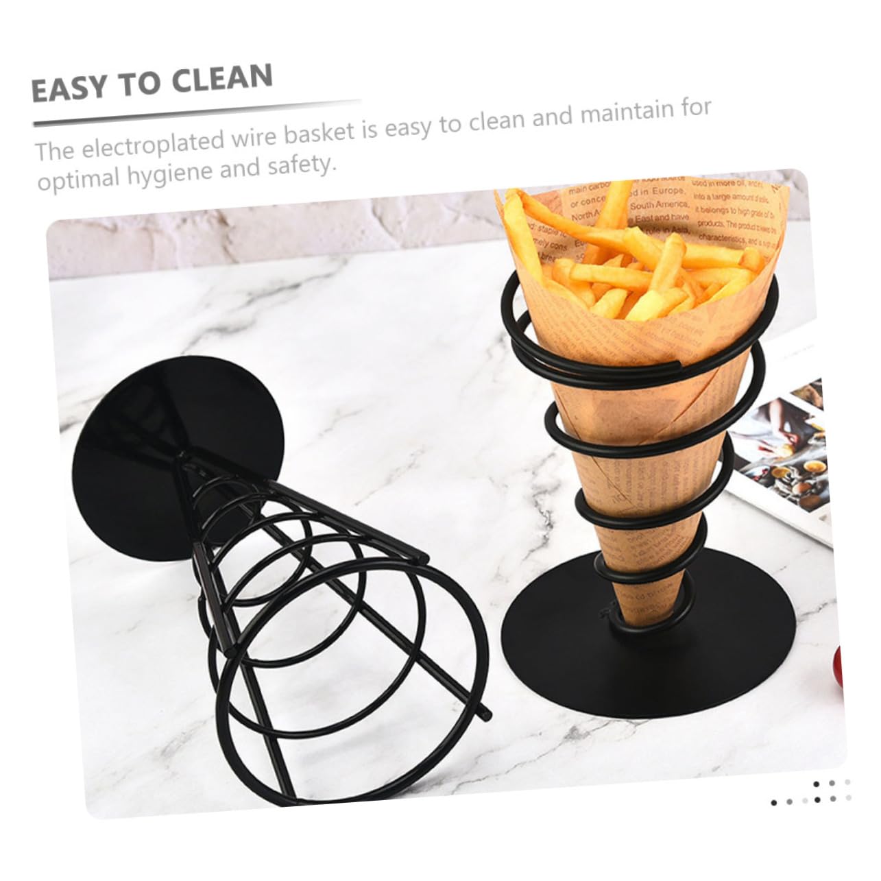 PRETYZOOM French Fries Holder Stylish Snack Stand Appetizer Serving Rack Modern Electroplated Wire Design for Parties Events Home Use for Snacks Desserts Treat Displays