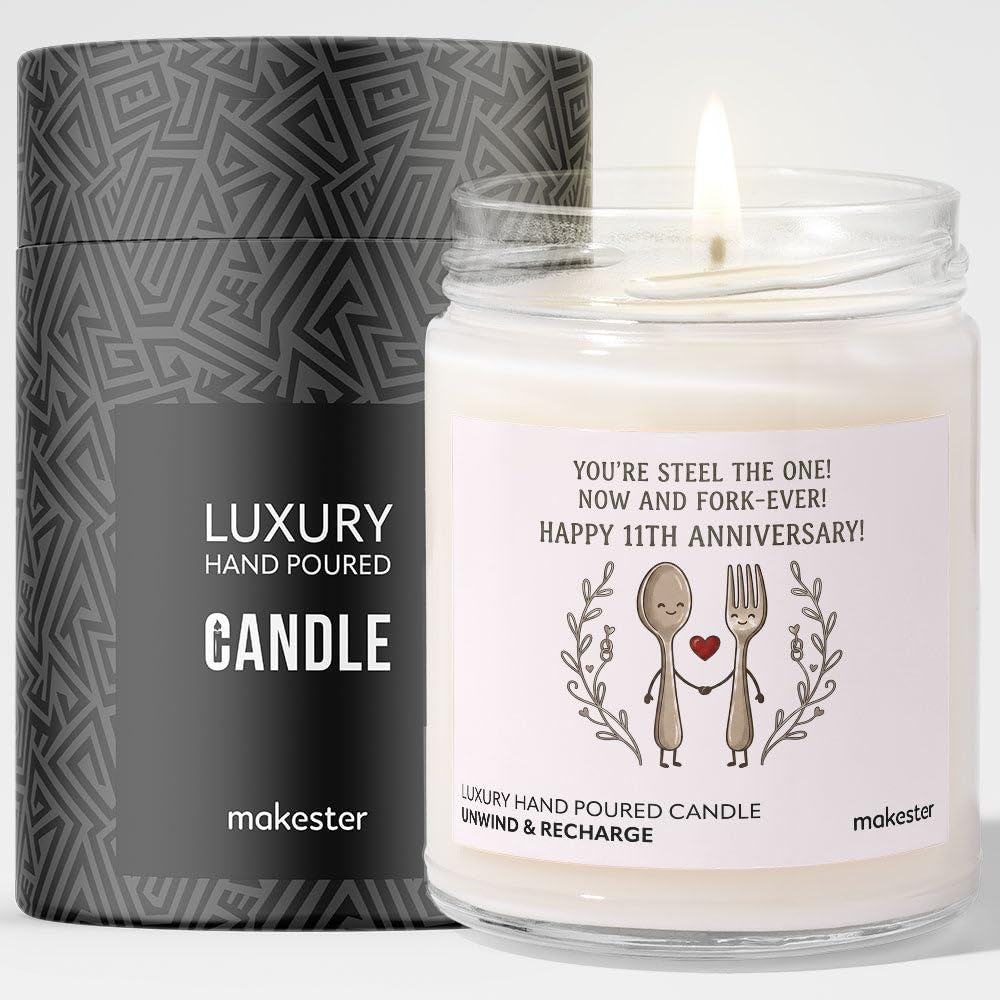 Gifts for Steel Anniversary - Luxury Soy Wax Candle - Vanilla, Jasmine, Sugared Almond - Makester โ image 1