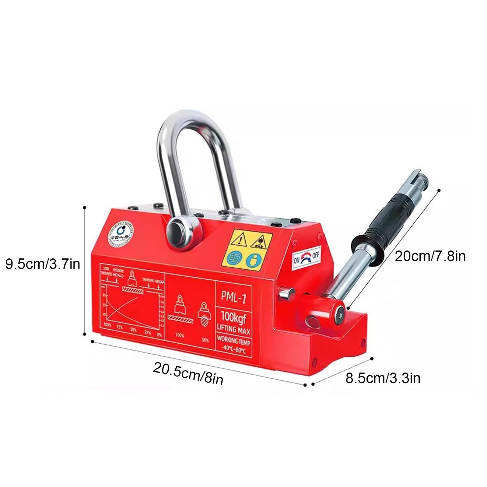Sollevatore Magnetico Permanente, Ventosa Magnete Potente, Divaricatore Magnetico Manuale, per Sollevare Piastre in Acciaio e Acciaio Tondo(300kg/660lb)