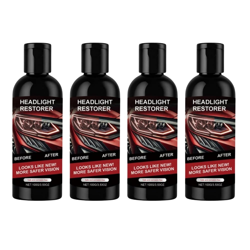 Car Headlight Restoration Kit – Clears Scratches, Dirt & Oxidation for Crystal Clear Headlights, Easy to Apply, Long-Lasting Shine,100ml Cleaner with Sponge & Cloth (2)