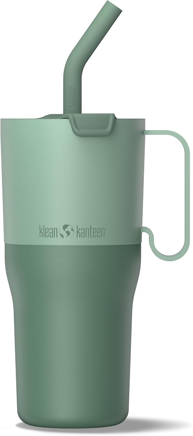 Klean Kanteen 26 oz Rise Tumbler - Insulated, Reusable Stainless Steel Tumbler - Splash-Proof Straw Lid - Climate Lock Vacuum Insulated - BPA-Free Stainless Steel - Dishwasher Safe - Iceberg
