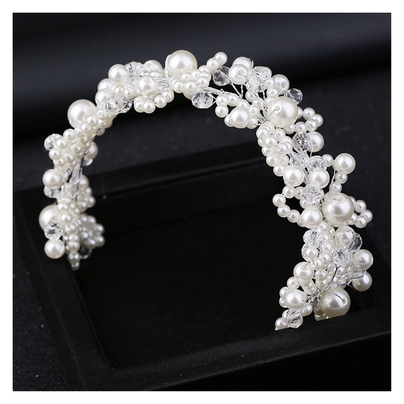 Diadema De Flores con Perlas De Imitación Hecha A Mano, Diadema De Cristal, Corona para Novia, Boda, Diadema para Mujer, Accesorio para El Cabello,