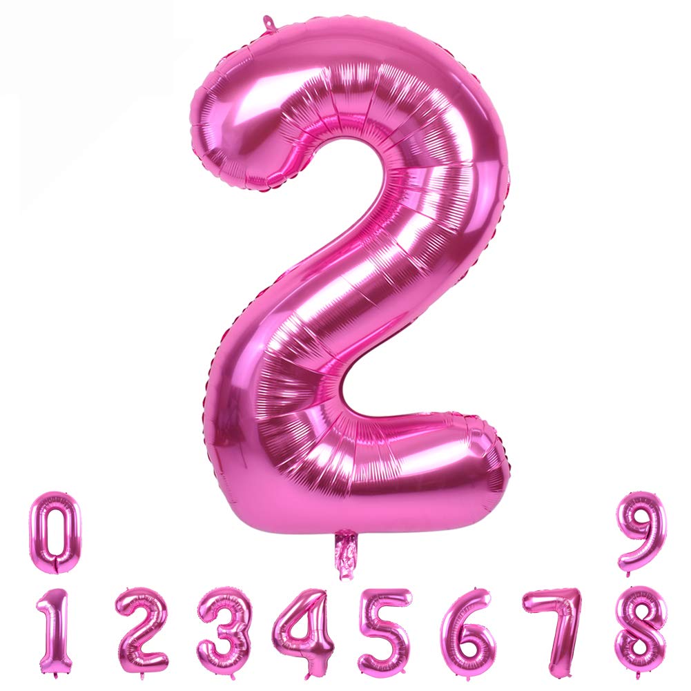 TONIFUL 40 Inch Pink Large Numbers Balloon 0-9(Number 2) Birthday Party Decoration,Foil Mylar Big Number Balloon Digital 2 for Birthday Party,Wedding, Bridal Shower Engagement Photo Shoot, Anniversary — image 1