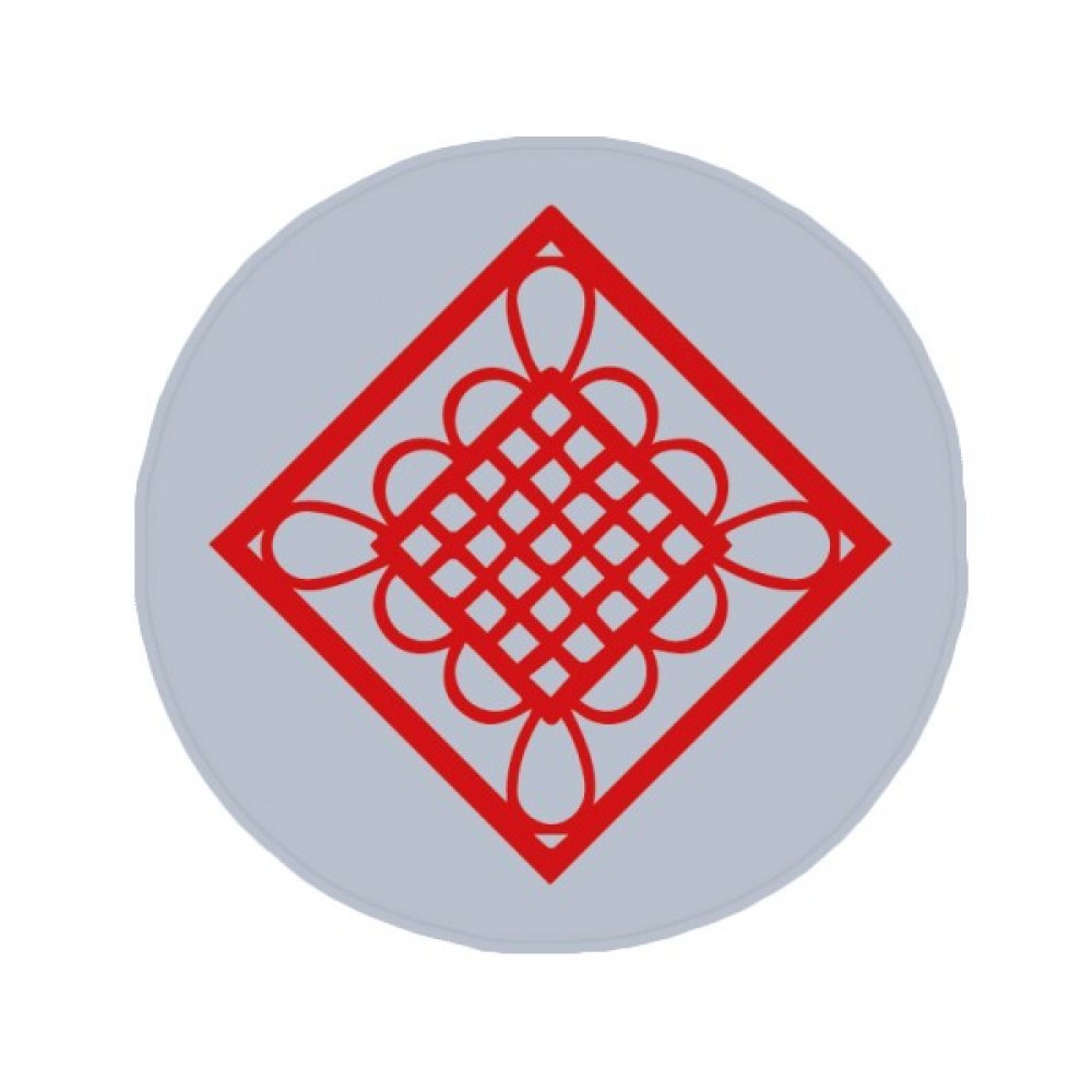 Tapis de sol rond antidérapant avec motif diamant rouge et découpe de papier de style chinois