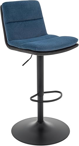 Brage Living Taburete de bar ajustable de tela, taburete giratorio de altura de mostrador con respaldo, silla de bar de cocina sin brazos para