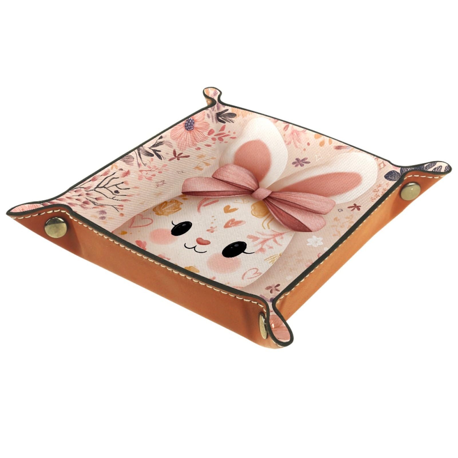 VAPOKF Easter Egg Bunny Dice Tray, Folding Microfiber Leather Dice Holder for Dungeons and Dragons RPG Dice Gaming D&D and Other Table Games