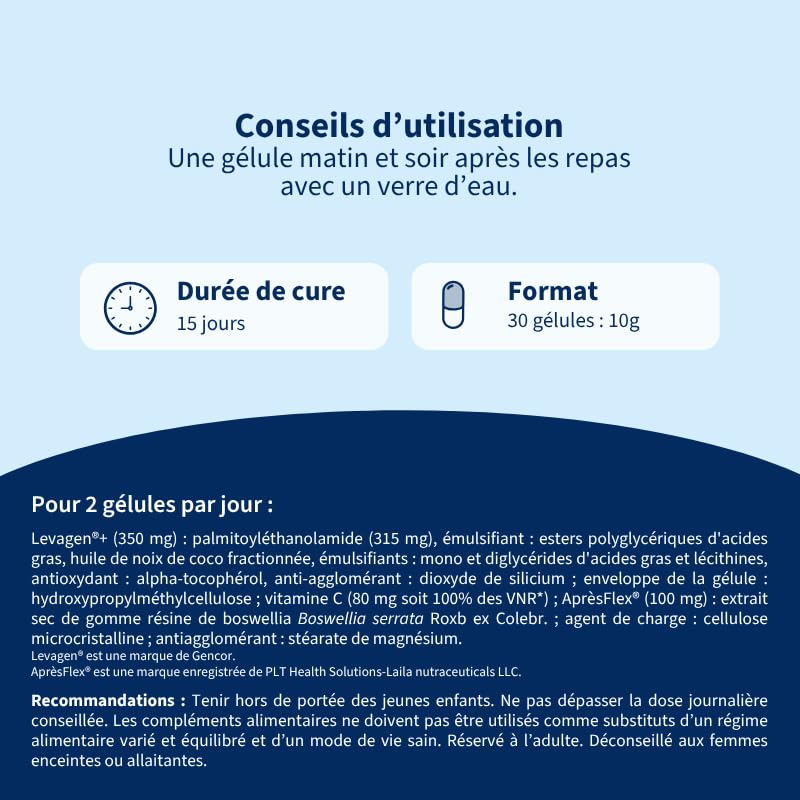 Artichrono | articulation | réduction des gênes à partir de 5 jours | action rapide | boswellia | PEA | Vitamine C | 4 brevets | Fabriqué en France | 30 gélules | Laboratoire NaturAvignon