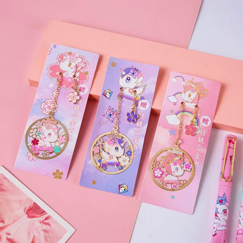 Image of Crackles Cute Unicorn Glittery Fountain Pen Set With Book Mark For Girls Stationery Writing Set For Kids (2 Pens, 4 Refills and 1 Bookmark)- Multi Color (Pack of 10)