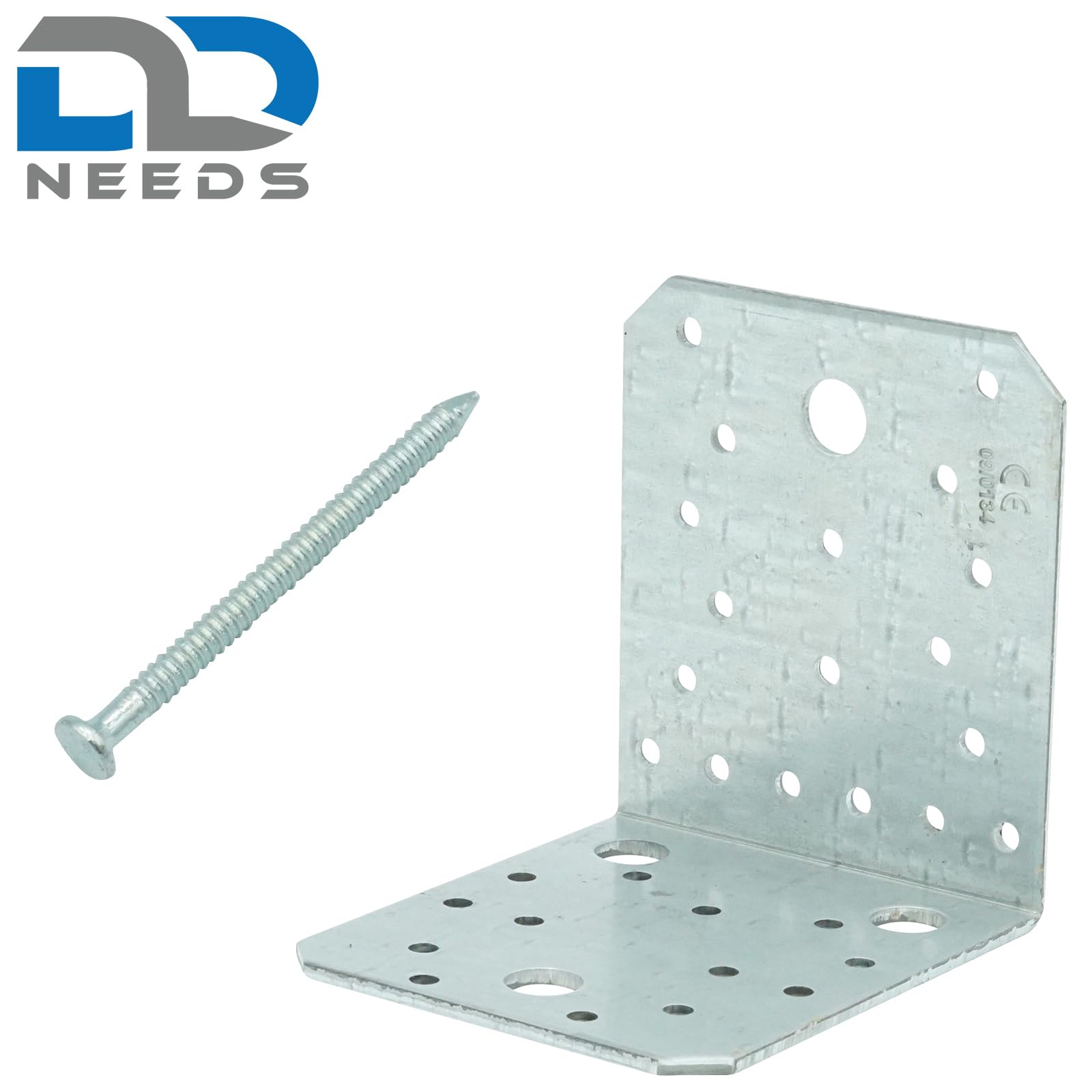 D2D | Winkelverbinder Set 105 x 105 x 90 mm ohne Steg - 25 Stück + 250 Stück Ankernägel 4 x 60 mm - Handwerker Set - Montagewinkel für stabile Verbindungen
