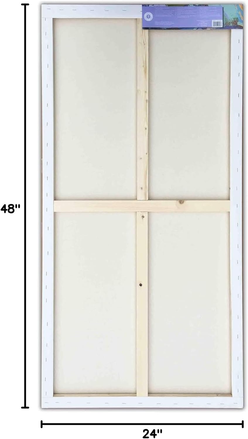Artist's Loft 24" x 48" Level 1 Back Stapled Traditional Canvas - Acid Free Cotton Canvas for Paint, Acrylic, & Oils - Bulk 6 Packs