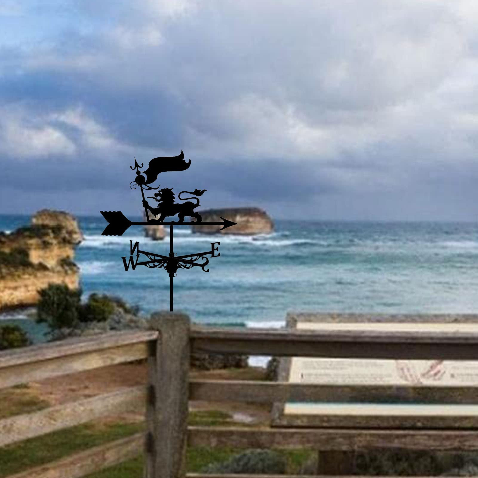 Ornamento Banderuola, Banderuole, Banderuola Con Leone Danzante Banderuola In Acciaio Inossidabile Pratico Indicatore Di Direzione Del Vento Strumento Di Misurazione Scena Di Fattoria Artigianato Da G