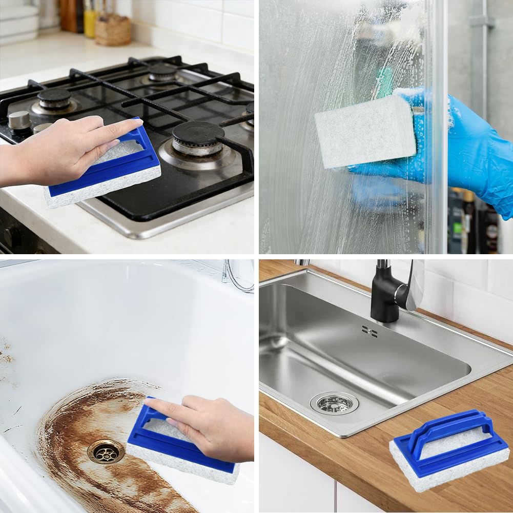 Lot de 2 Brosse Éponge Ligne d'eau, Éponge Magique avec Poignée, Brosse de Nettoyage de Piscine, Bleu