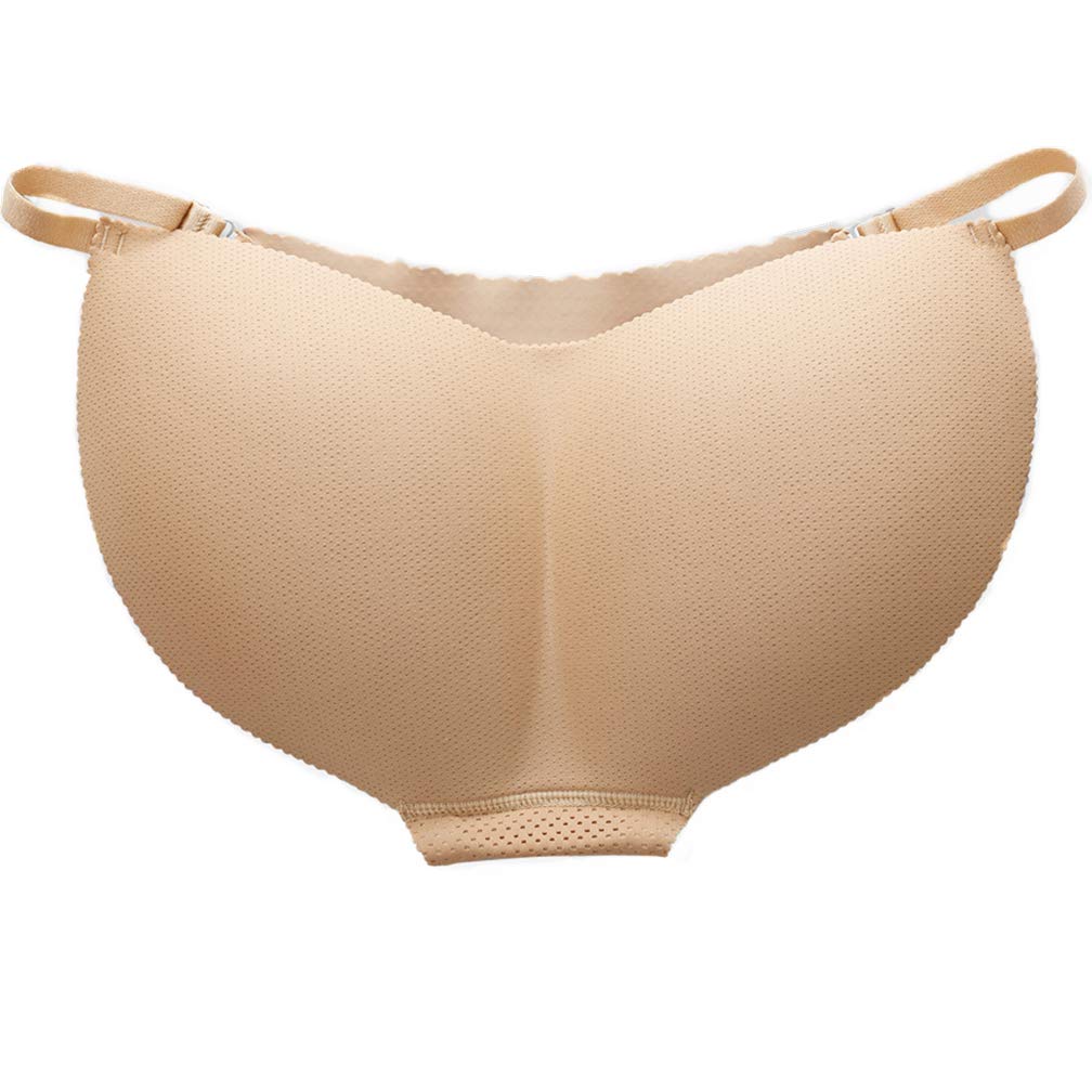 Ci-Guo Women Seamless Fake Buttlock Hip Enhancer Bikini Thong Panties Heart Shape Underwear Adjustable Hipsters (Nude, M(Waist:25"-28"))