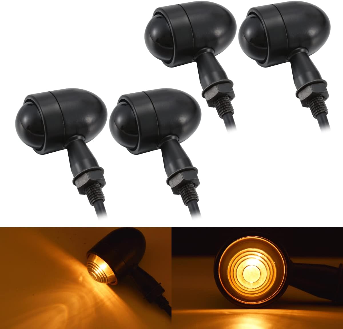 TUINCYN Mini Motorcycle Turn Signals Indicator Running Light Bullet