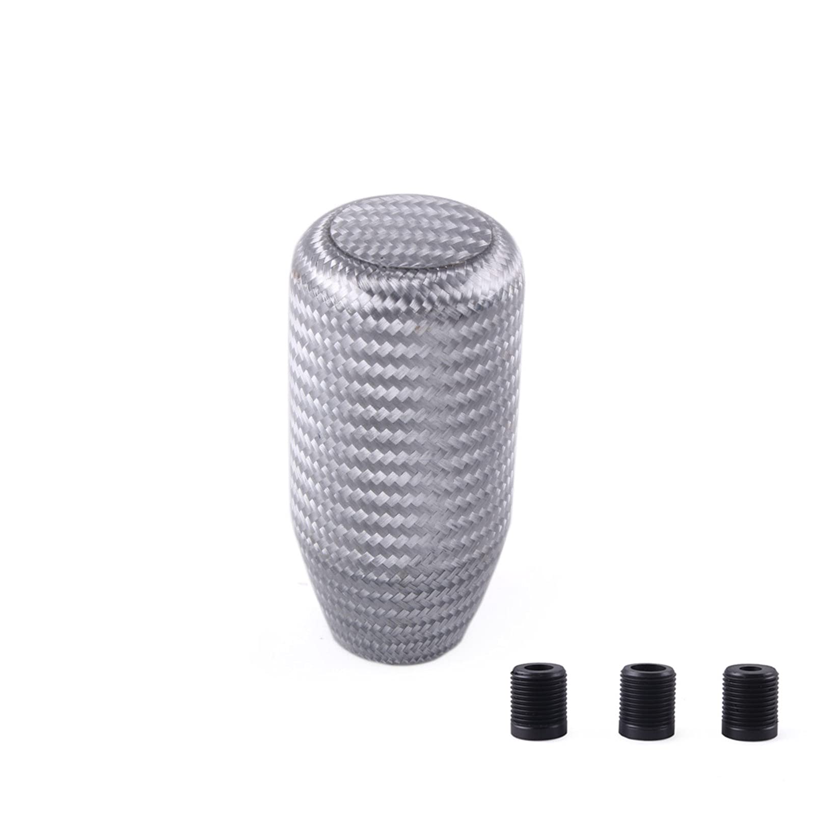 muge racing Carbon Fiber Shift Knob Gear Shifter Knobs with 3 Adapter Most Car Decorations Classic,Sliver-Long