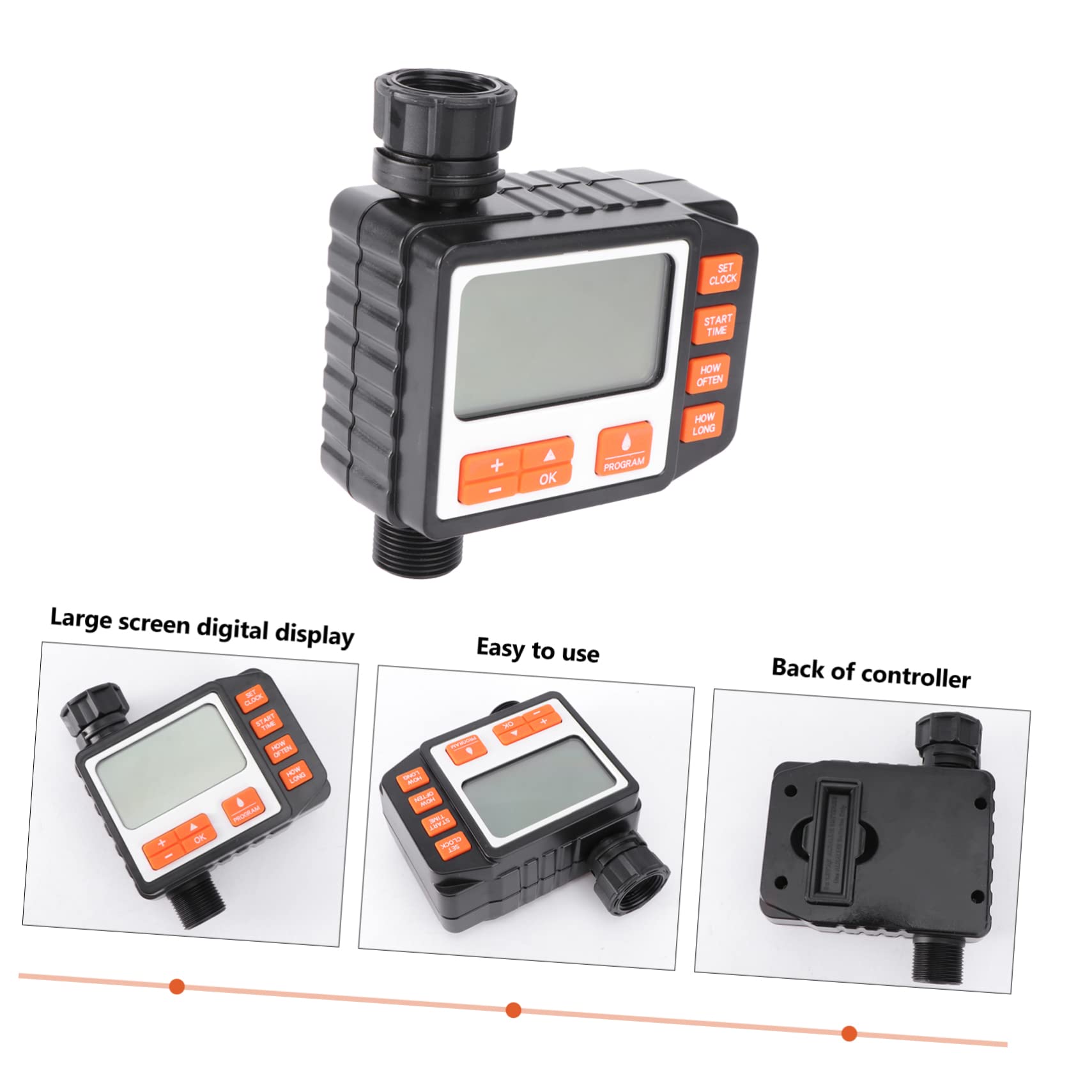 Timer Elettronico per Irrigazione a Goccia Abs Nero Display per Annaffiatura Automatica a Orario Fisso