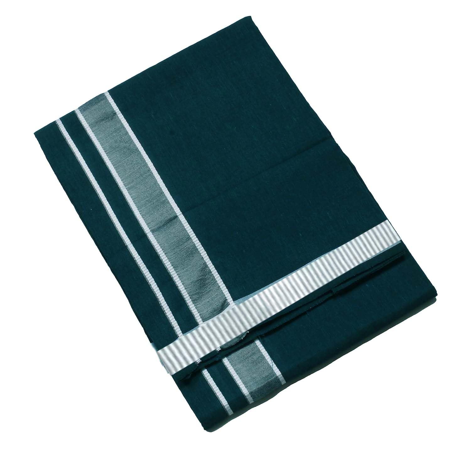 StylesindiaMen's Cotton Colored Dhoti with Fancy Border Kerala-style Veshti Mundu Kaili Lungi 2.0 Mtrs