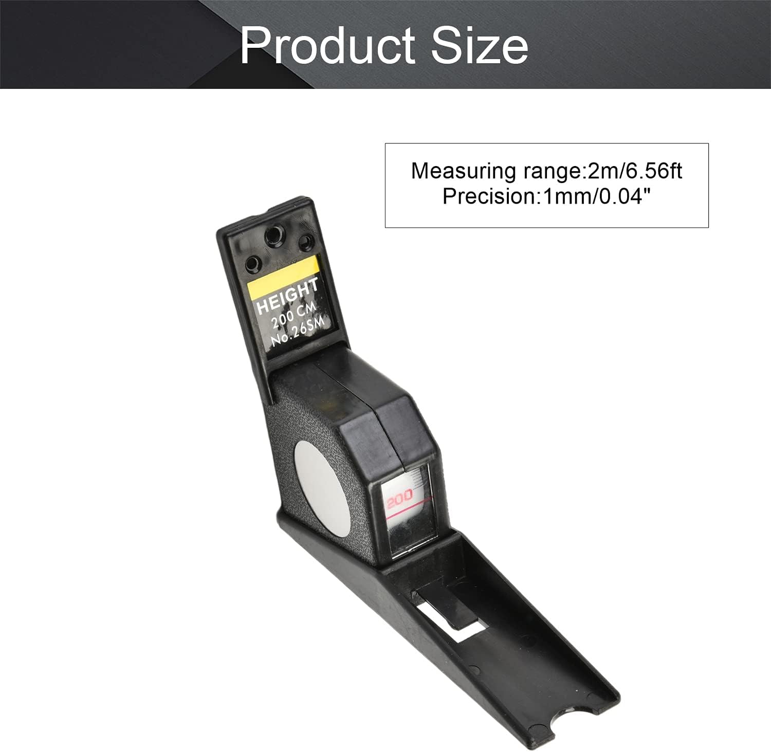 Utoolmart 200cm Height Meter Black Wall Mounted Height Meter Growth Ruler CM Metric