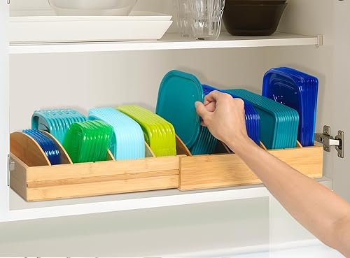 Organizador de tapa grande para gabinete, organizador de contenedores de almacenamiento de alimentos expandible de 13 a 27 pulgadas para despensa de