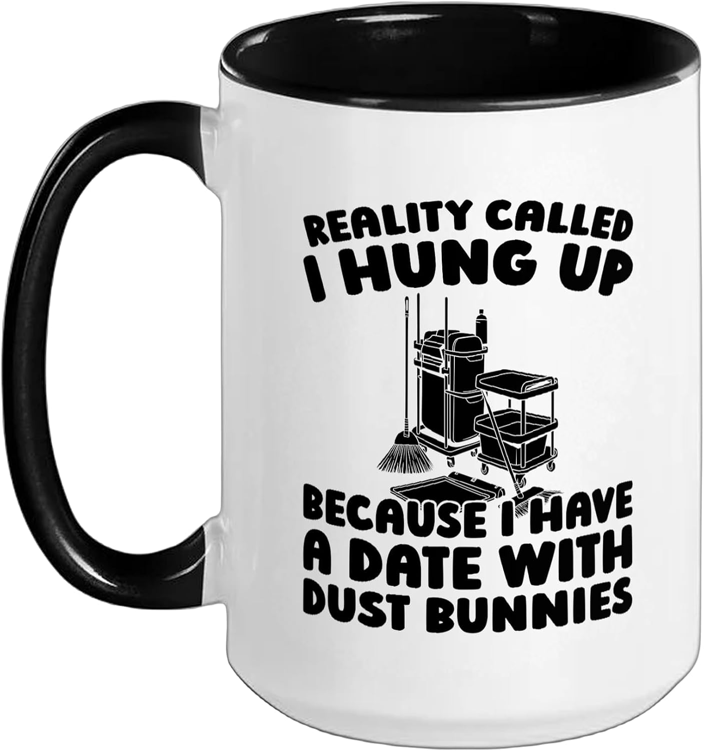 Cleaner Housekeeping Sanitation - Janitorial Cleaner Ceramic Mug, Black/White, 15oz