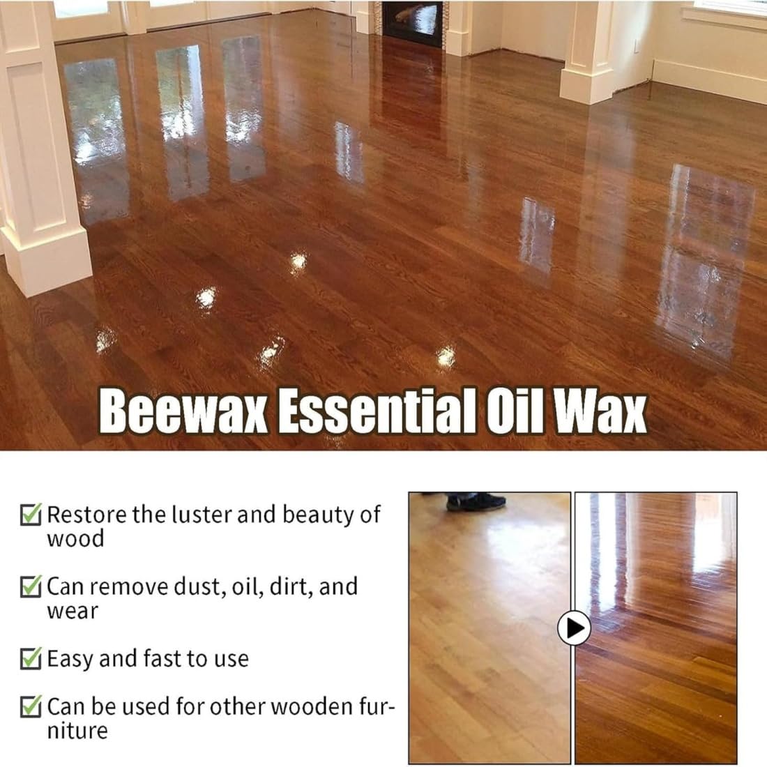 Beeswax Wood Polish Spray, Cera de Abeja para Muebles y Madera, Limpiador y Protector Natural, Spray Fácil para Armarios, Suelos, Mesas y Muebles (3PC)