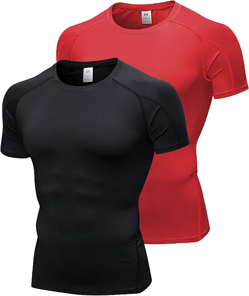 Men's Compression Shirts Short Sleeve Workout Shirt Cool Dry Undershirts Baselayer Sports T Shirts Gym Running Tops