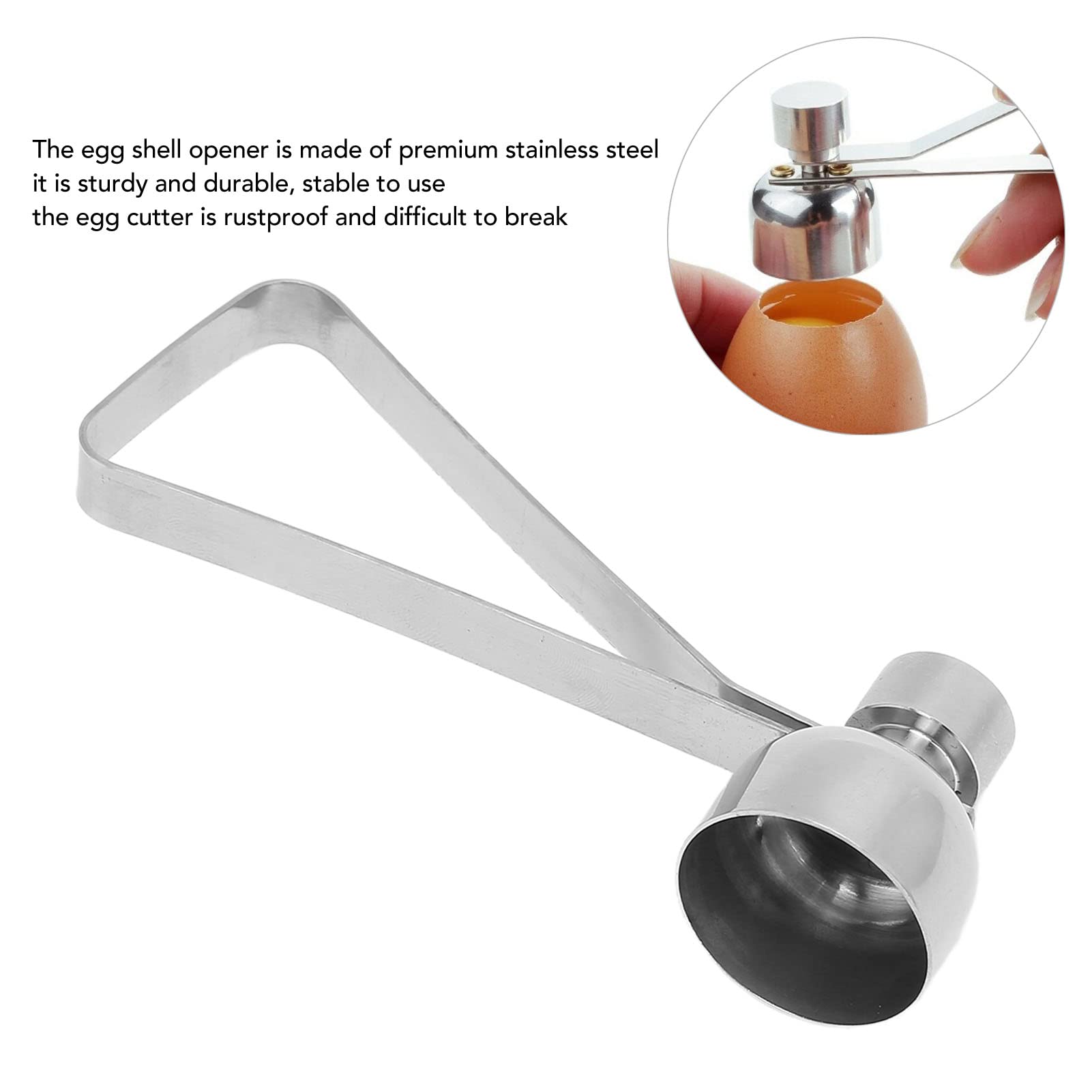 Egg Shell Opener Stainless Steel Double Headed Eggshell Cutter Round Cracked Shell Kitchen Tool for Making Pudding Dessert Cake Home Use Durable proof Lightweight