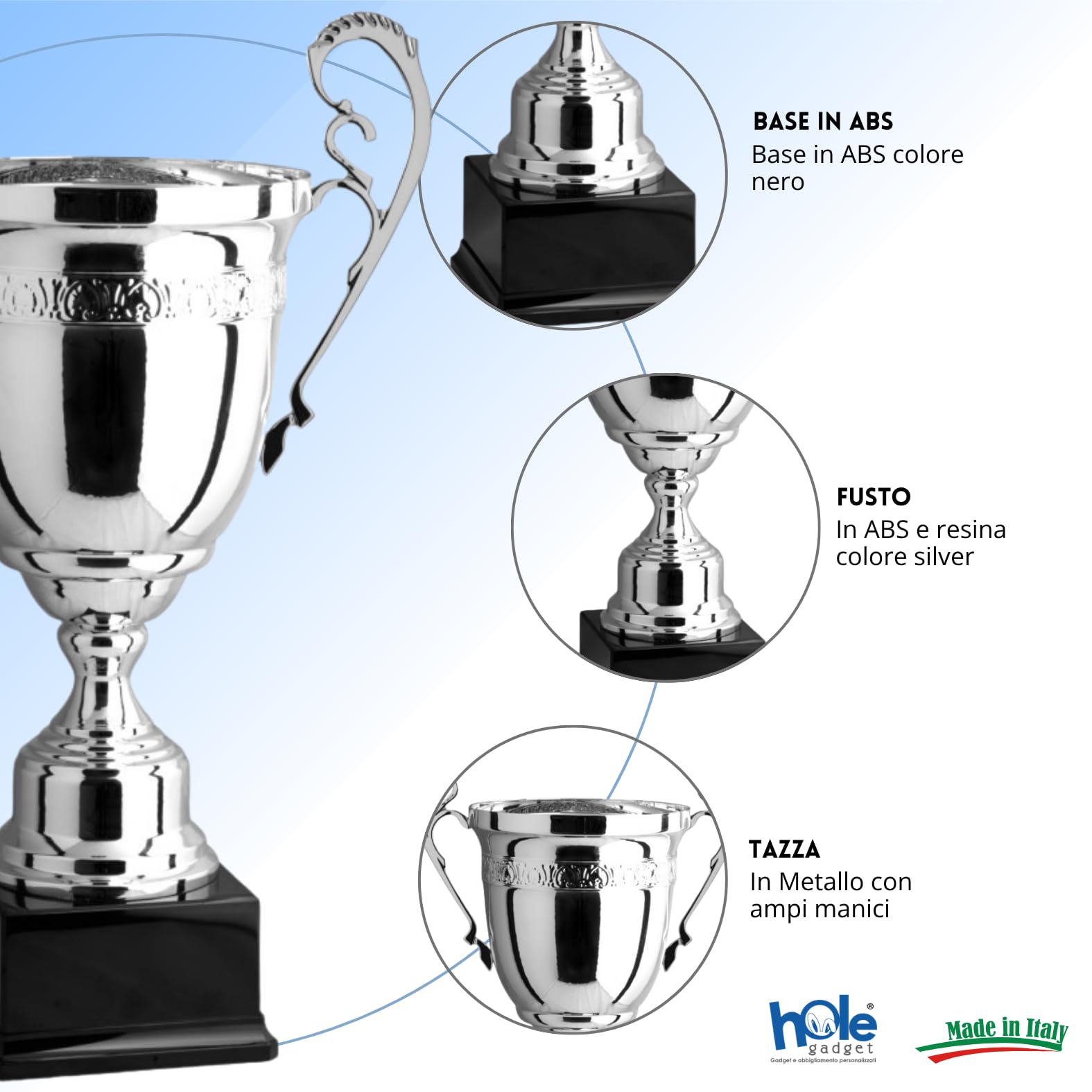 Coppa Trofeo Personalizzati, Premiazioni Singole o in Set Completi, Sportivi per Eventi, Calcio, Fantacalcio, Basket, Padel, Personalizzabile su Targhetta cod. 1.171