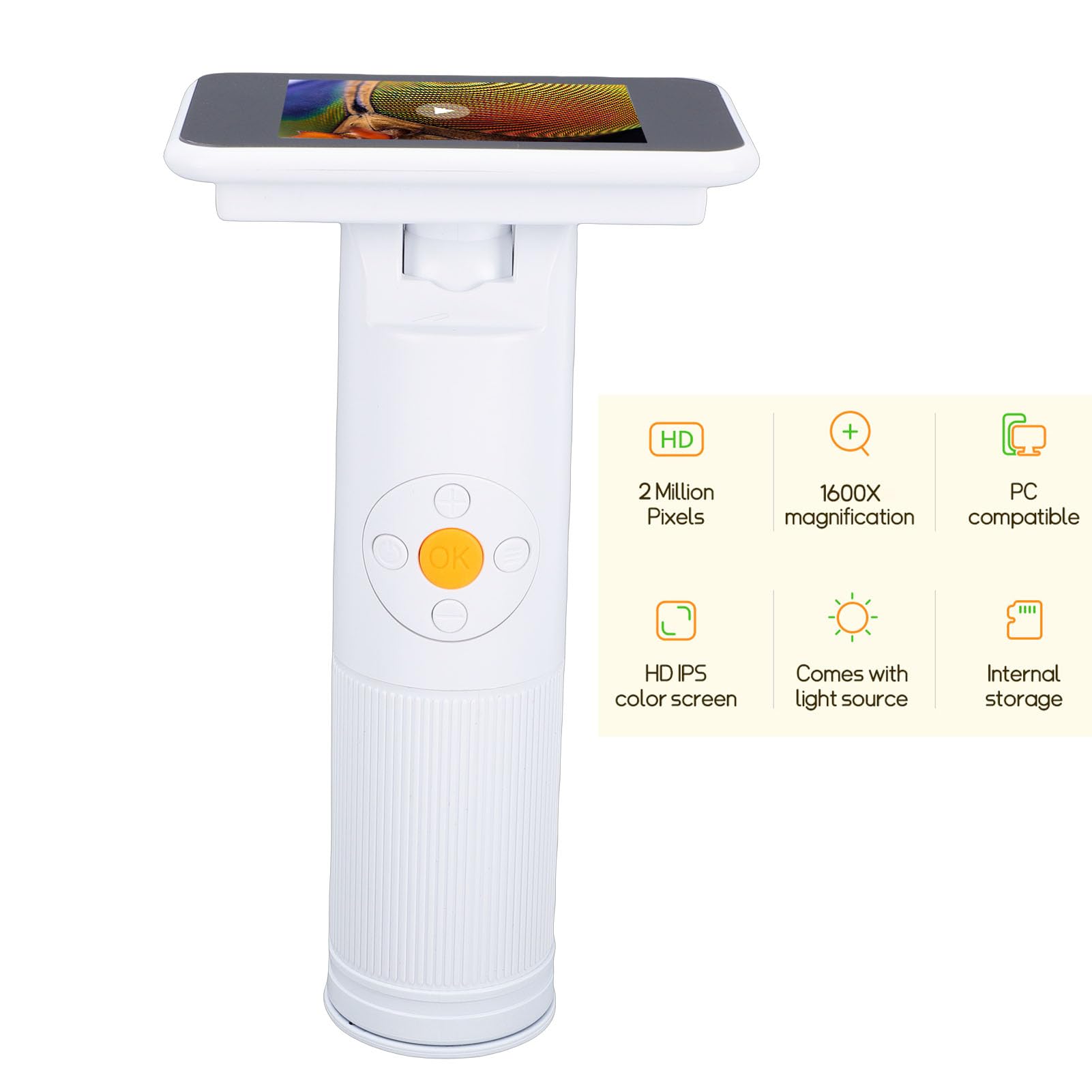 Lazmin112 Microscopio Digital, Aumento 4K 1600X con Pantalla HD de 2,8 Pulgadas y 8 Luces LED, Microscopio de Bolsillo Portátil, Investigación Científica, Compatible con PC