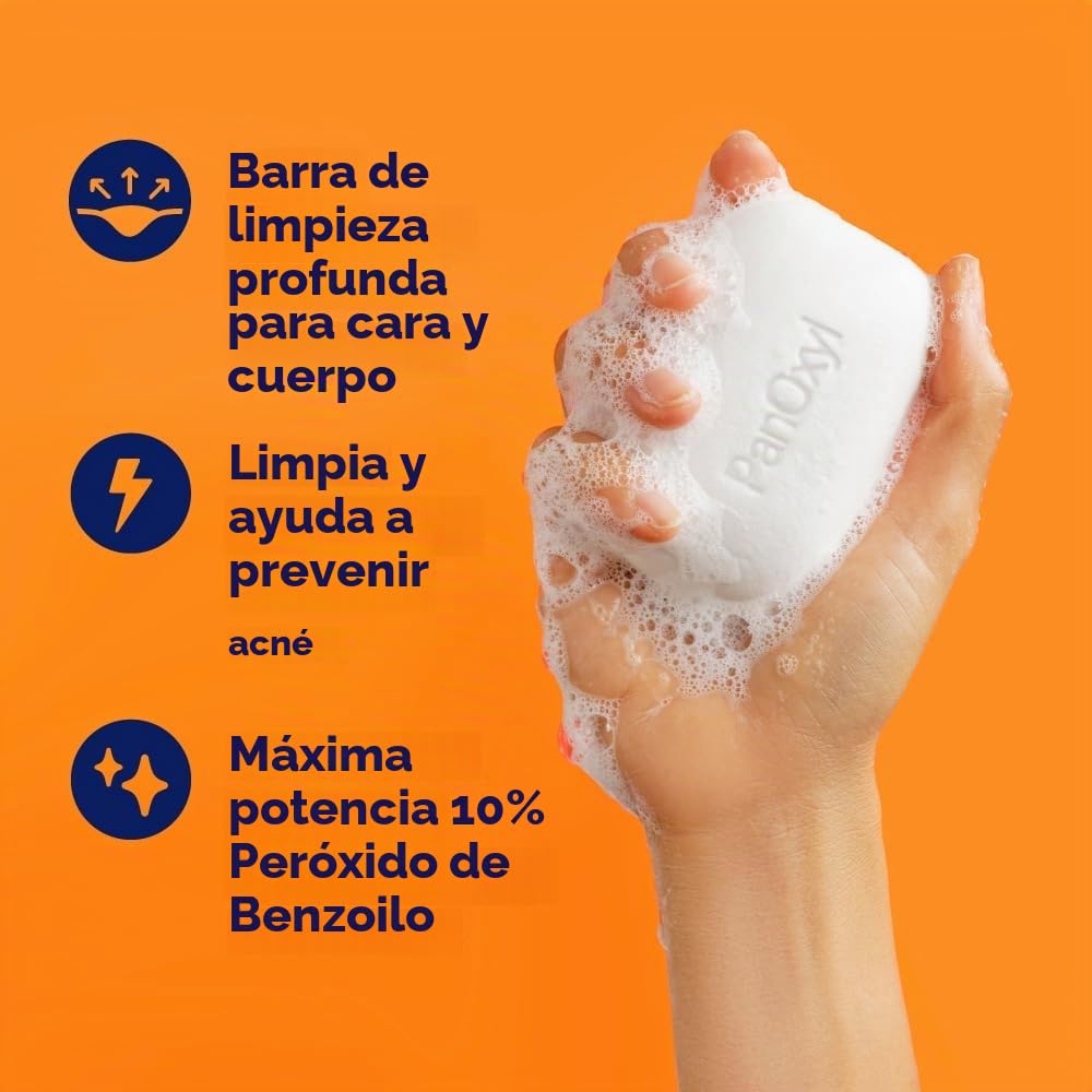 Set de cuidado de la piel: contiene jabón PanOxil para el acné Bar 113,4 g – Limpiador facial y corporal vegano y guante de baño LuxPaks
