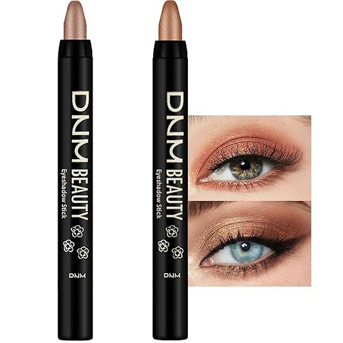 evpct Juego de 2 barras de sombra de ojos crema para ojos beige dorado y oro rosa brillante lápiz de sombra de ojos lápiz lápiz a granel sombras en