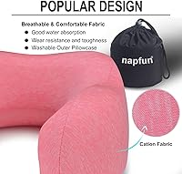 Vista 3 de NapFun - Almohada de cuello para viajar, almohada de cuello de viaje mejorada para avión 100% espuma viscoelástica para dormir con reposacabezas
