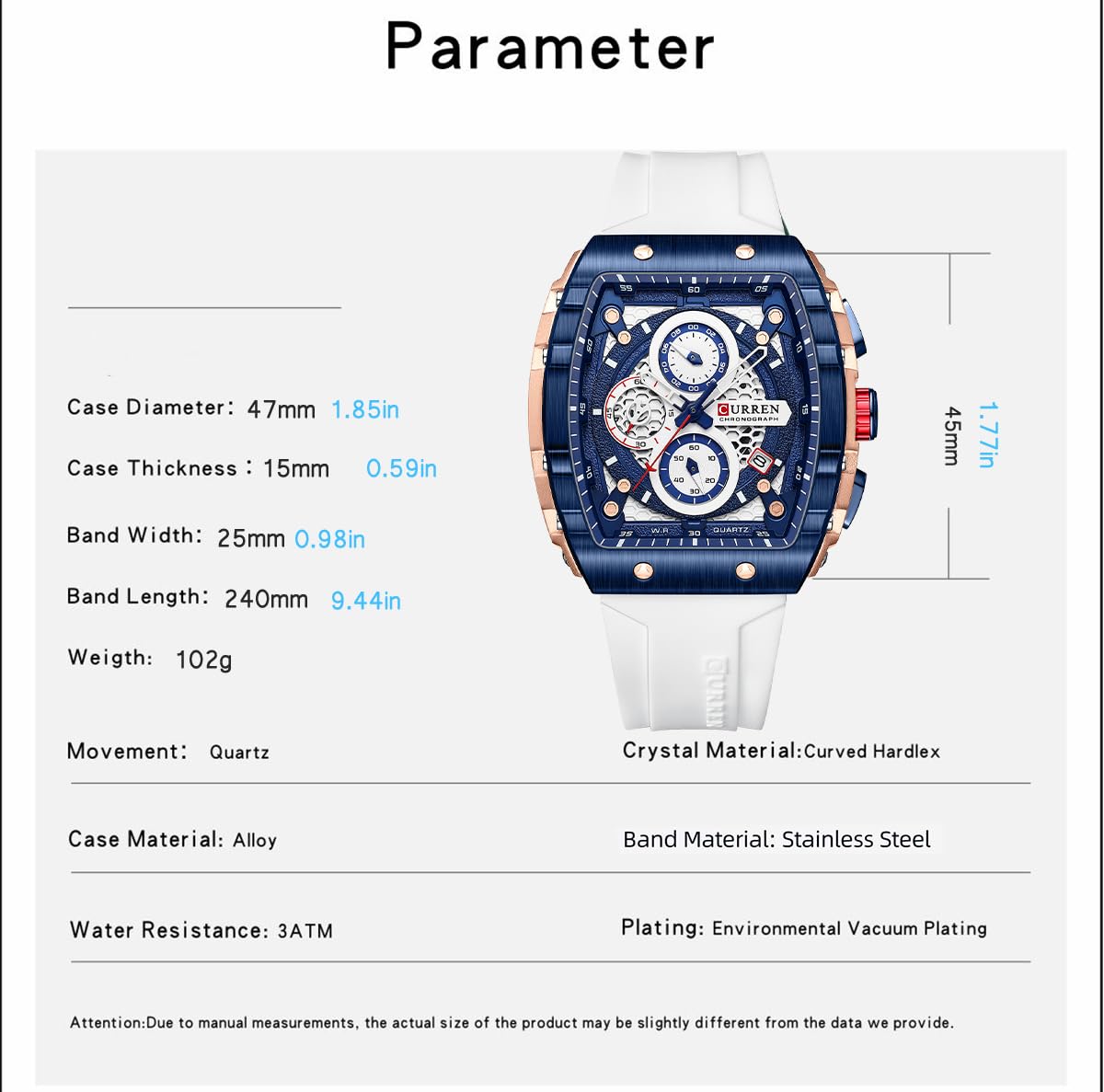 Men's Chronograph Sport Watch Waterproof Military Watches for Men Analog Quartz Wristwatch with Date Display Silicone Strap Outdoor Clock