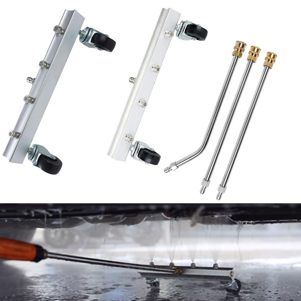 Attacco per idropulitrice per sottoscocca resistente con bacchetta angolata, per camion e SUV, 35 cm, argento (strada + due aste)