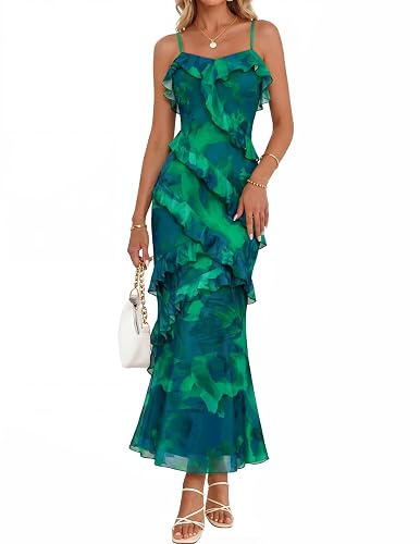 MEROKEETY Summer Floral Wedding Guest Maxi Dress Women 2026 Formal