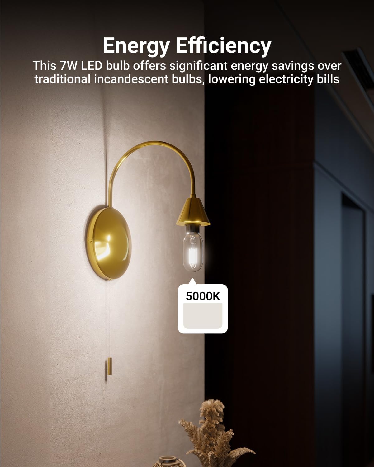 Sunco 12 Pack T45 Edison Bulbs, E26 LED Bulb 60 Watt Equivalent, Filament Vintage Light Bulbs, Clear Decorative Tubular Light Bulb, 7W, 5000K Daylight, Dimmable, 700 LM, Medium Base, Wet Rated UL