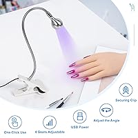 Vista 19 de AORAEM Lámpara LED UV para uñas: lámpara U V de cuello de cisne de doble cabeza para uñas de gel, luz LED de curación flash con 6 lupas para el Negro