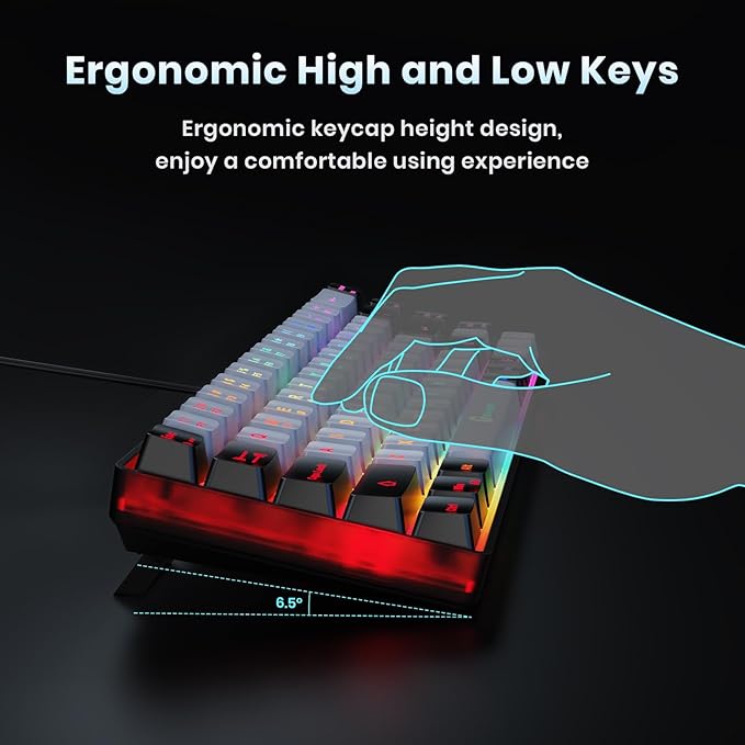 Teclado Gamer GEODMAER 65% RGB 68 Teclas USB-C miniatura 6