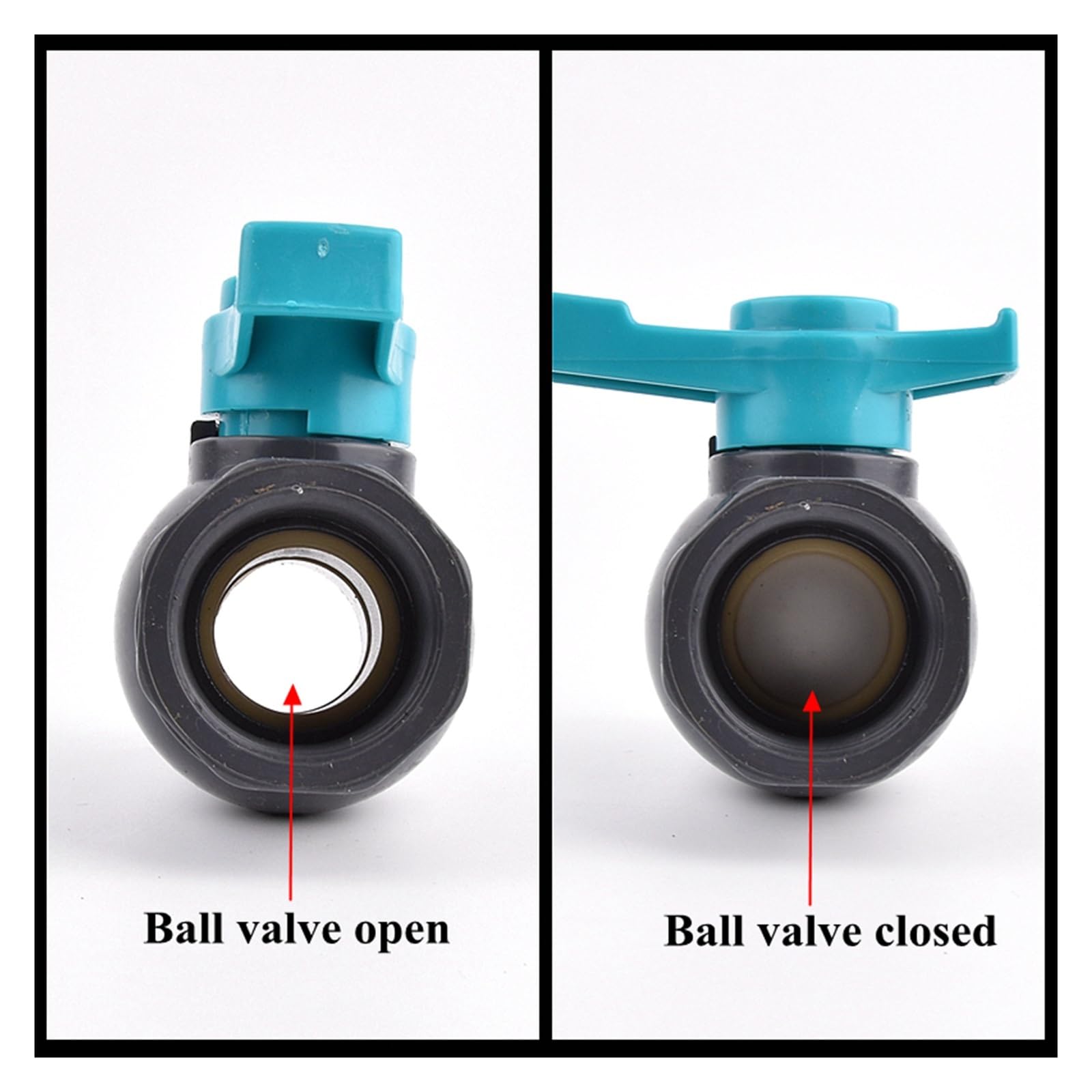 CHATROOM 1 Stücke Grau Weiblich Männlich Gewinde Kugelhahn Garten Bewässerung 1/2 "~ 2" Wasser Regelventil PVC Rohr Gewinde Kugelhahn Aquarium(50mm-1.5 Inch)