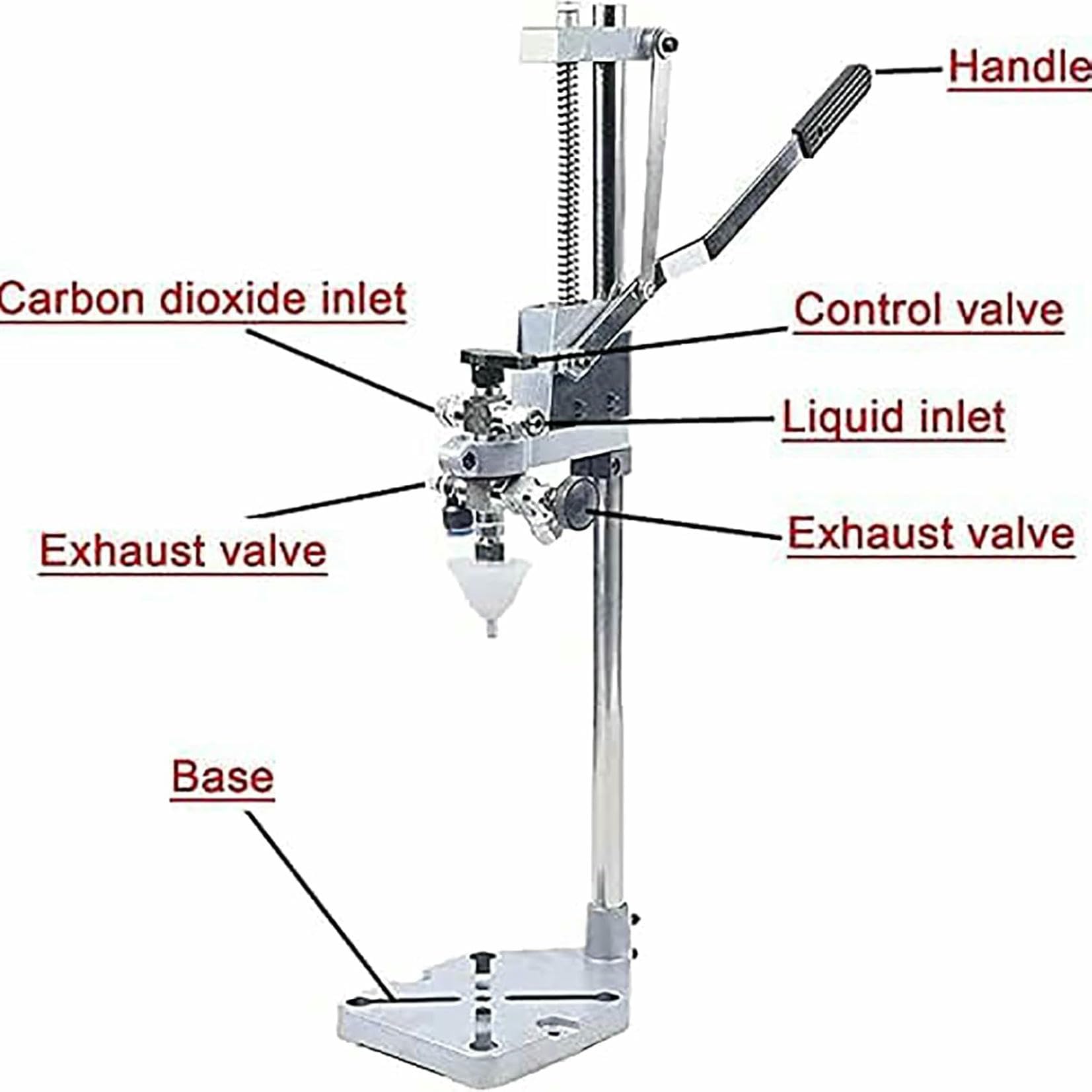 Llenadora de botellas, llenadora de botellas a contrapresión, máquina llenadora manual de líquidos para botellas de cerveza/vino de acero inoxidable, para botellas de vidrio/convexas/plástico/vino~/
