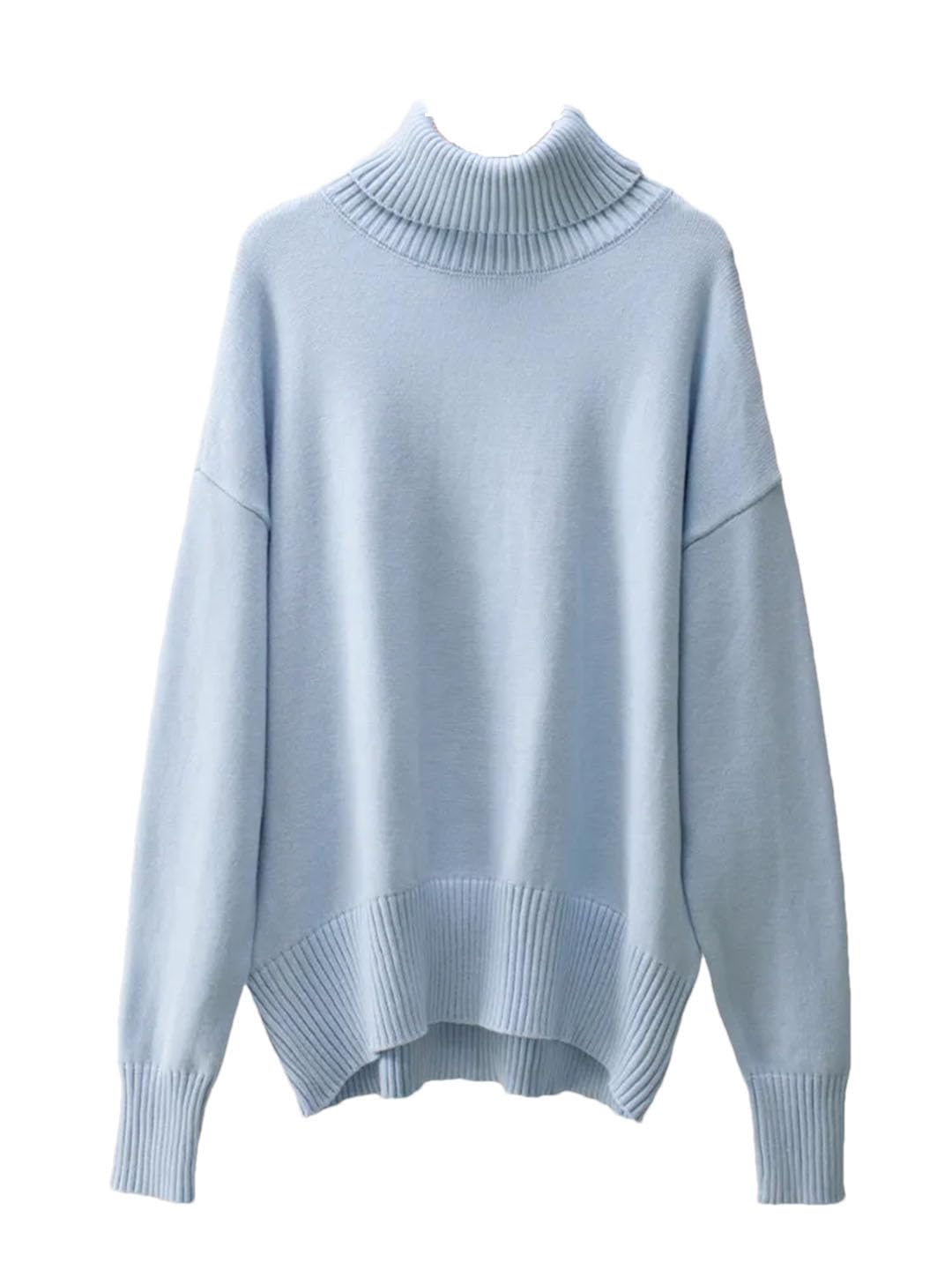 Maglione da donna a collo alto lavorato a maglia, maglione oversize