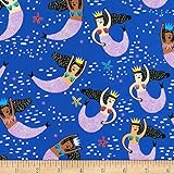 Kaufman Hello Lucky Mermaids Navy Quilt Fabric