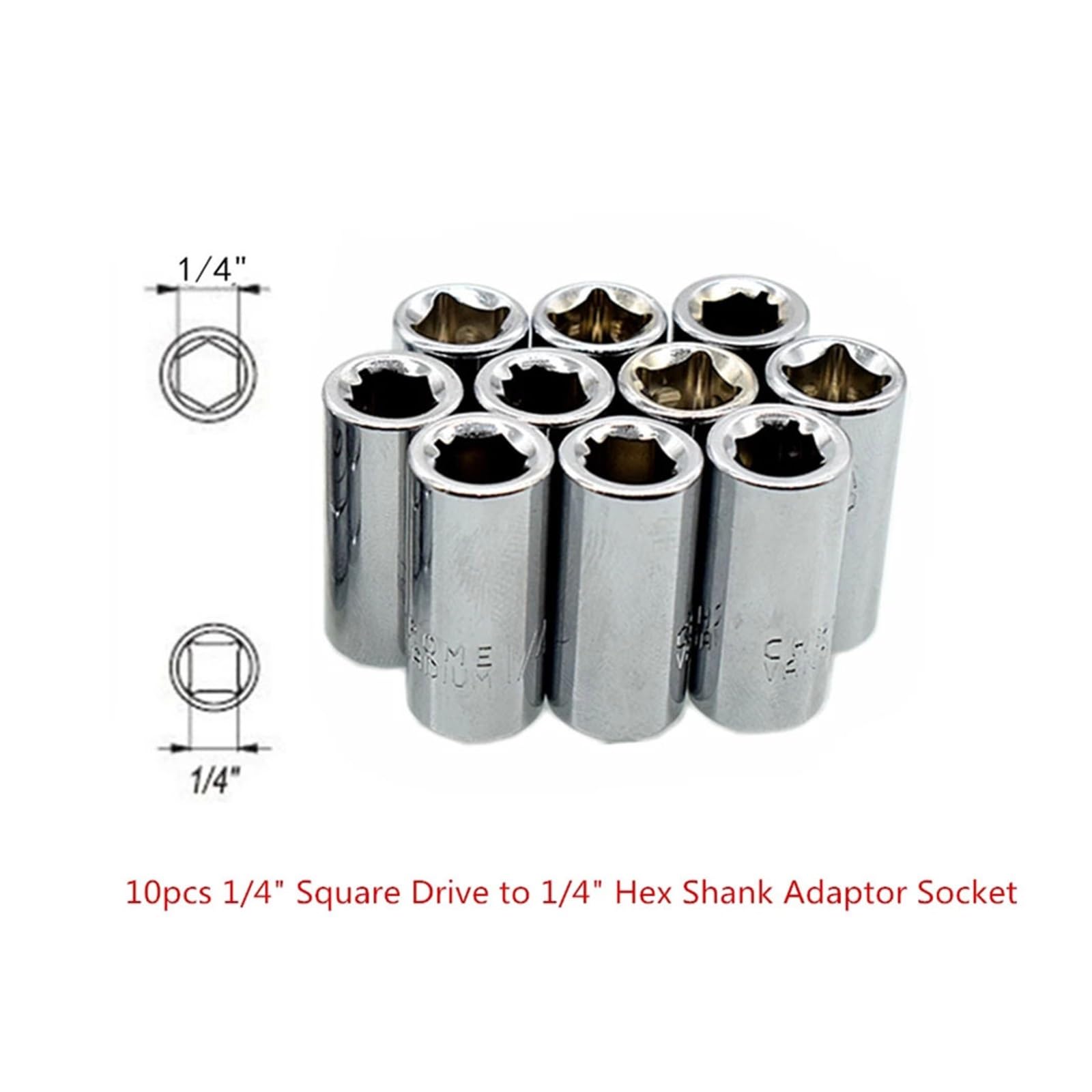 10pc 1/4 Pollici Quadrato Drive a 1/4 Pollici Codolo Esagonale convertitore di Punte a sgancio rapido Supporto for cacciavite Adattatore di conversione Presa a Impatto Socket Sockets